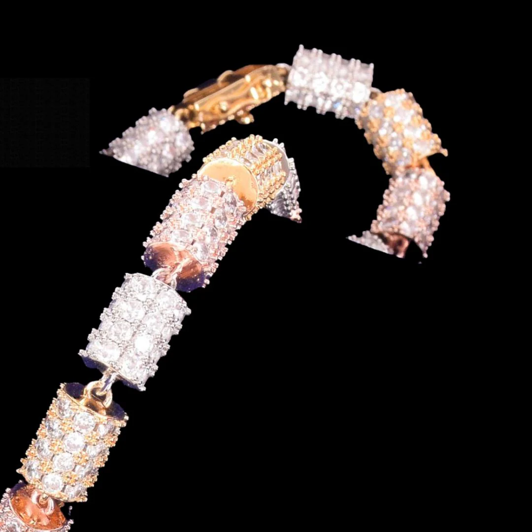 10MM Colorful Cylindrical Iced Out Diamond Necklace Chain - Image 4