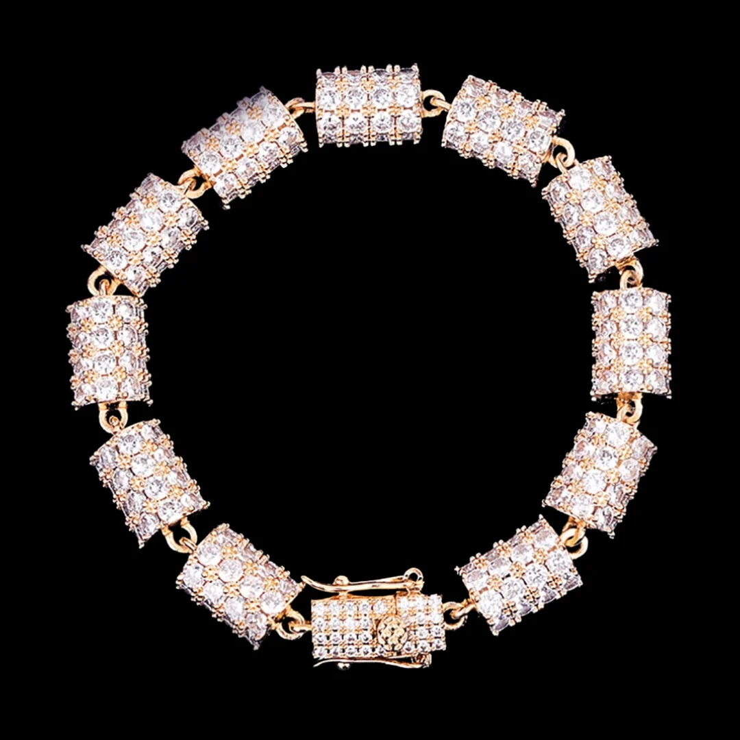 10MM Cylindrical Iced Out Diamond Bracelet