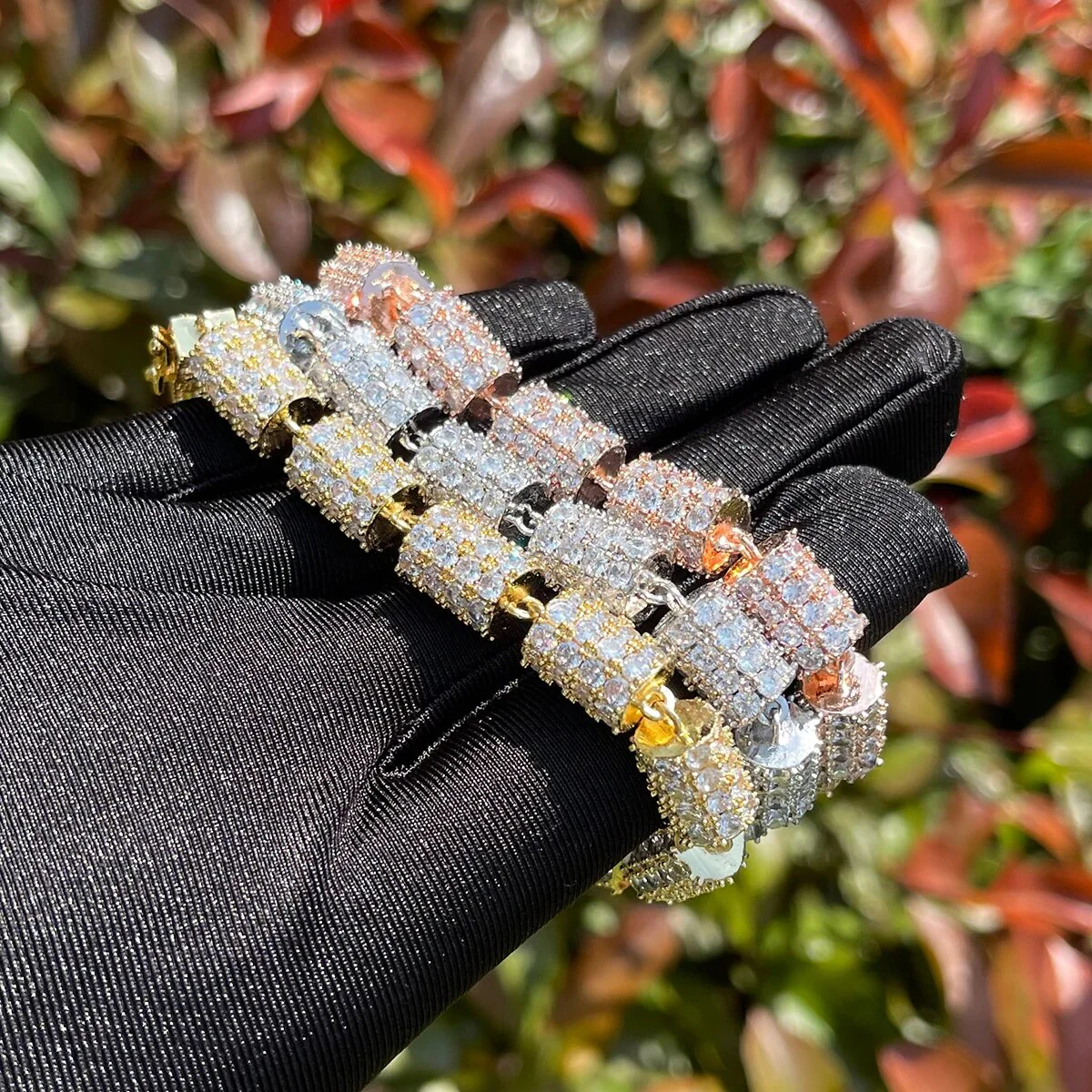 10MM Cylindrical Iced Out Diamond Bracelet - Image 3