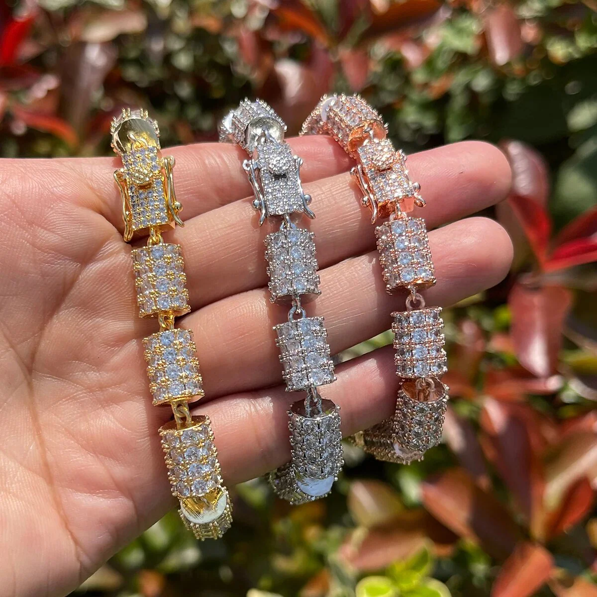 10MM Cylindrical Iced Out Diamond Bracelet - Image 4