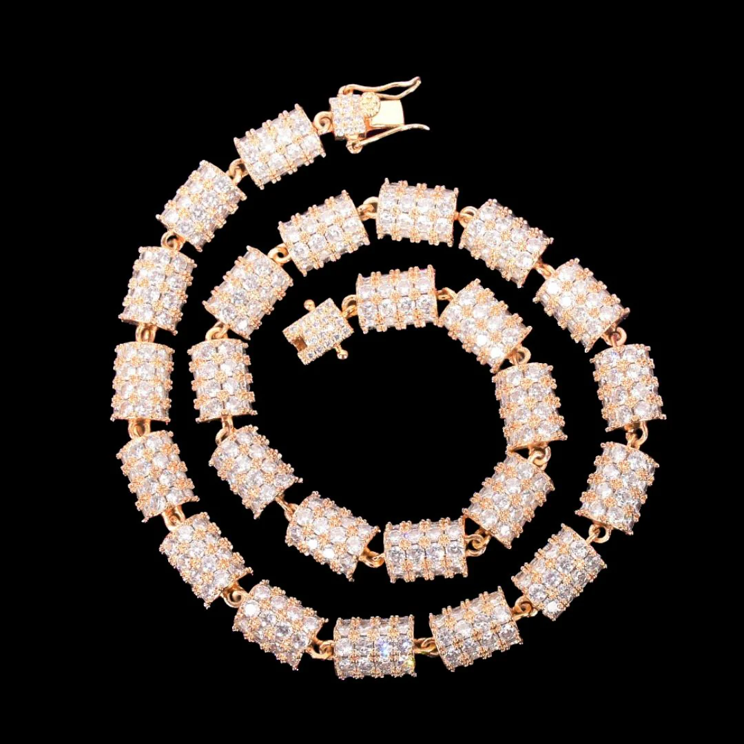 10MM Diamond Wheel Baguette Iced Out Diamond Necklace Chain