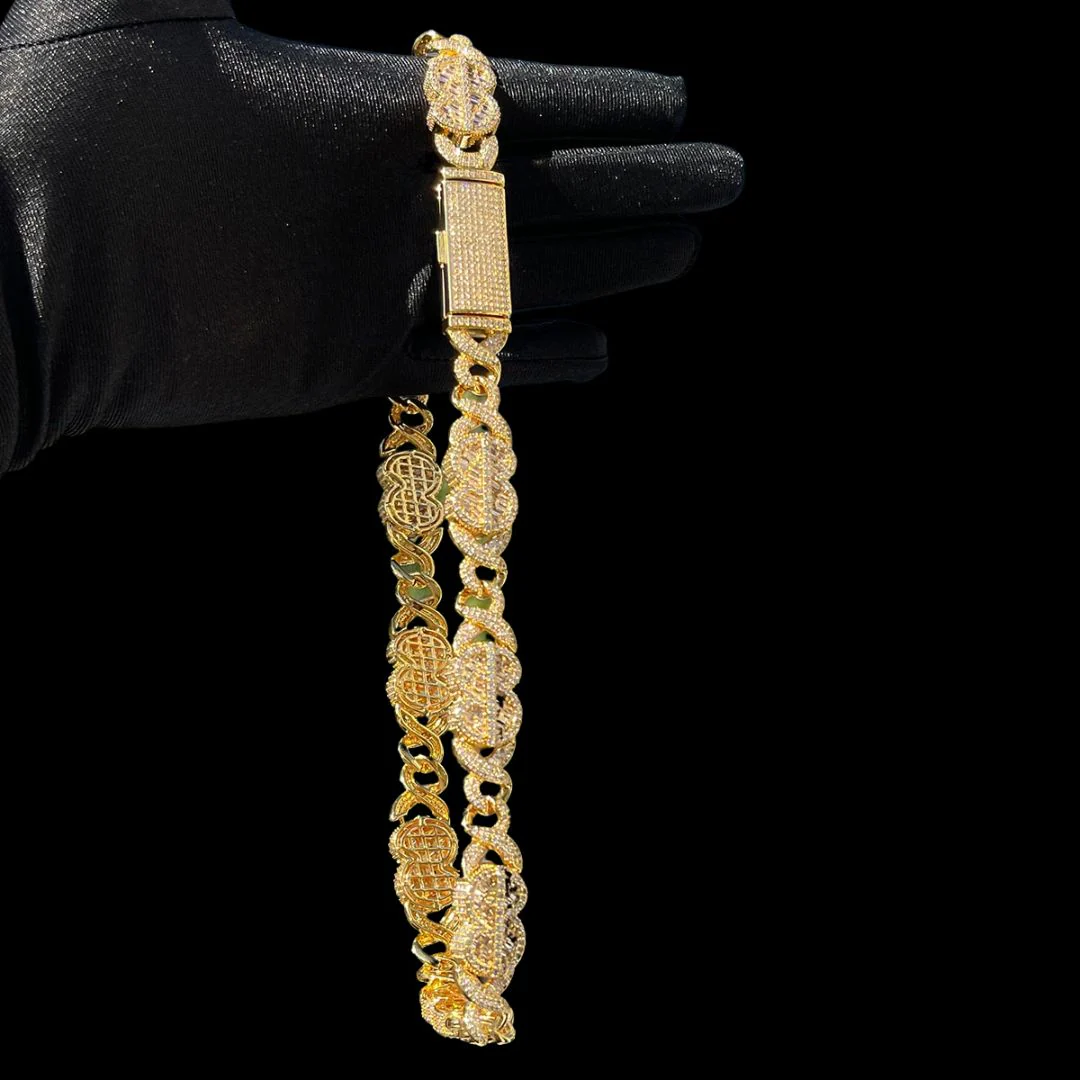 10MM Dollar Sign and Infinity Link Iced Out Diamond Necklace Chain - Image 5