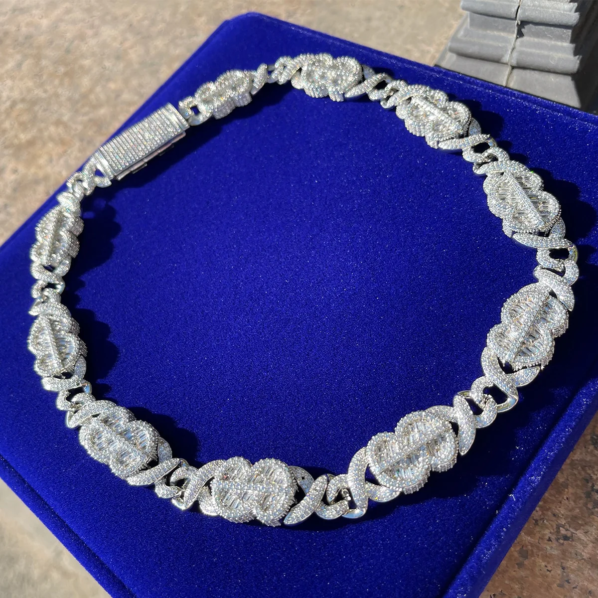 10MM Dollar Sign and Infinity Link Iced Out Diamond Necklace Chain - Image 8