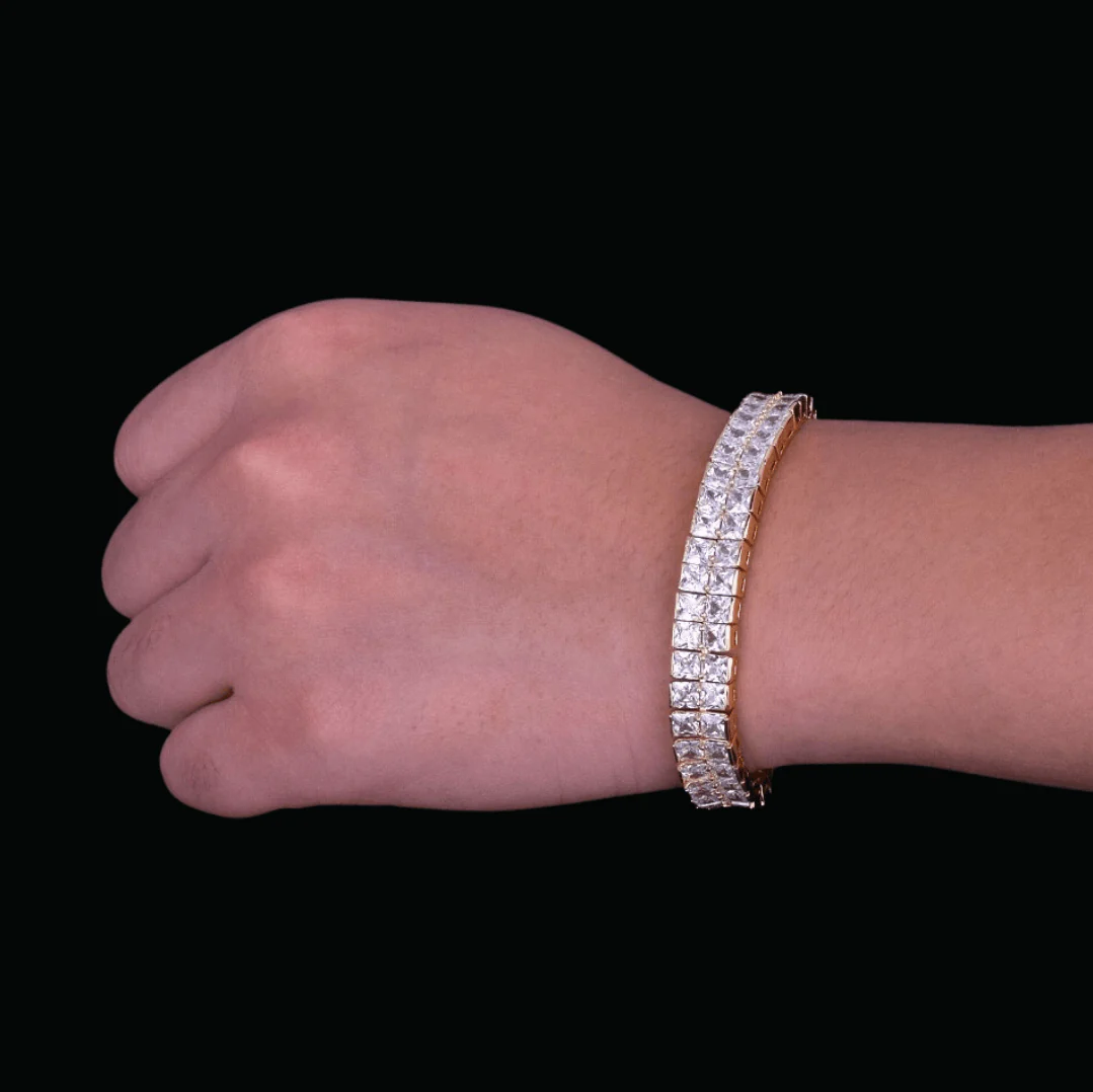 10MM Double Square Baguette Iced Out Diamond Bracelet - Image 5