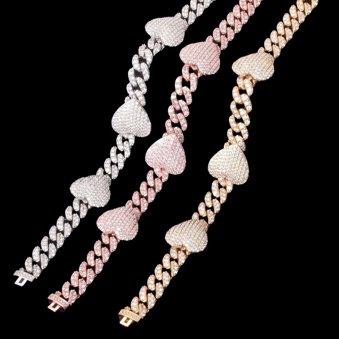 10MM Heart Miami Cuban Link Iced Out Diamond Necklace Chain - Image 4
