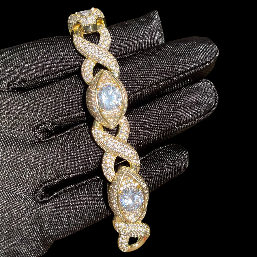 10MM Infinity Eye Cuban Link Iced Out Diamond Bracelet - Image 4