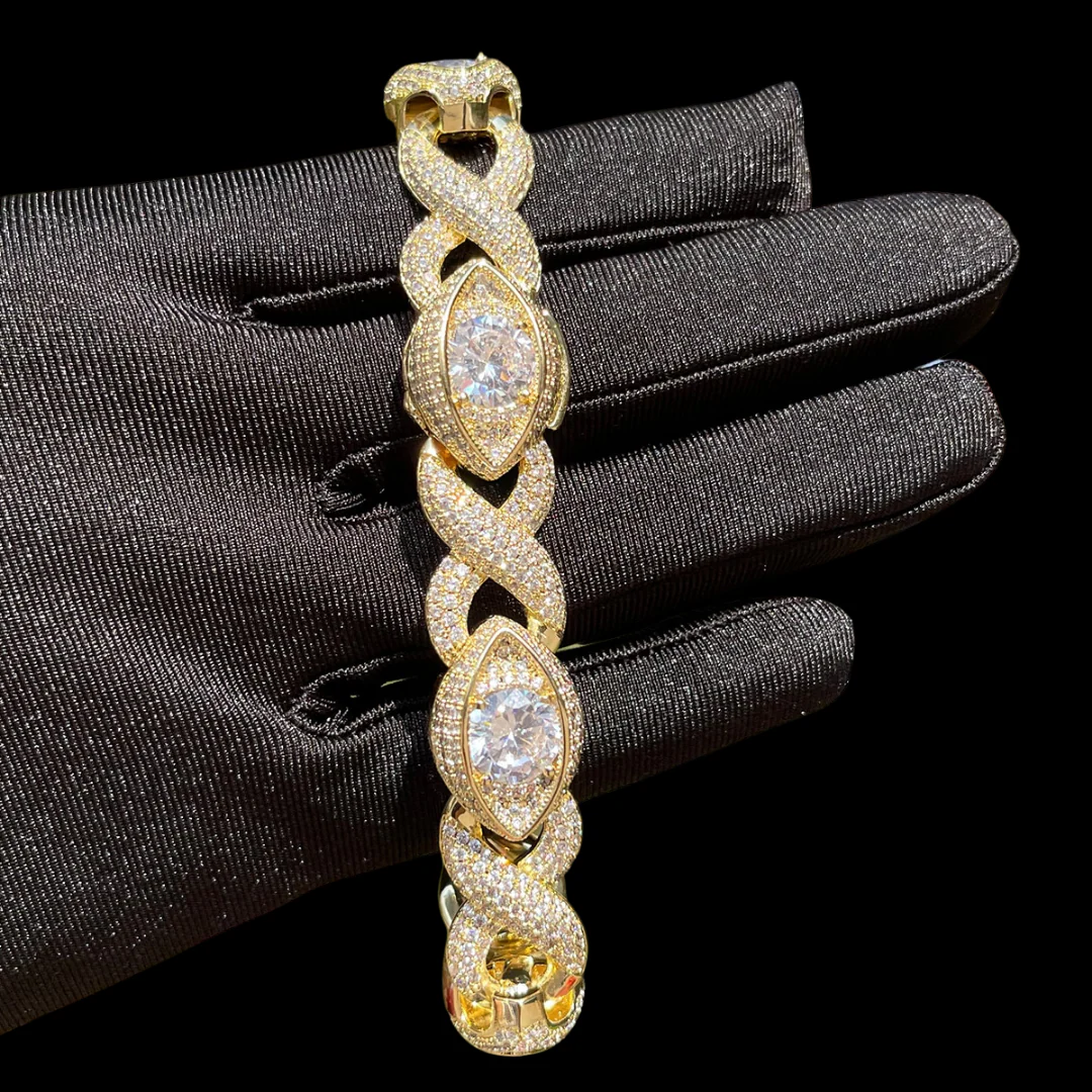10MM Infinity Eye Cuban Link Iced Out Diamond Bracelet - Image 5