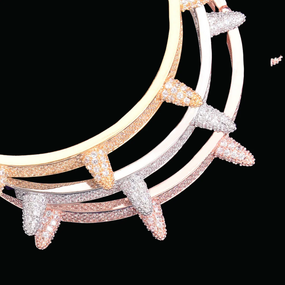 10MM Rivet Spiked Iced Out Diamond Bracelet - Image 3