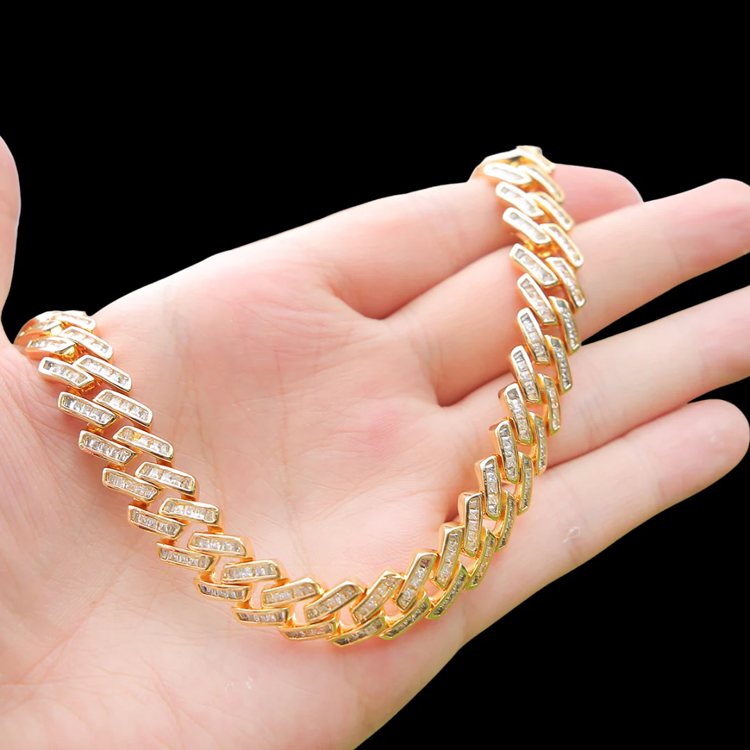 11MM Fully Baguette Link Iced Out Diamond Necklace Chain - Image 8