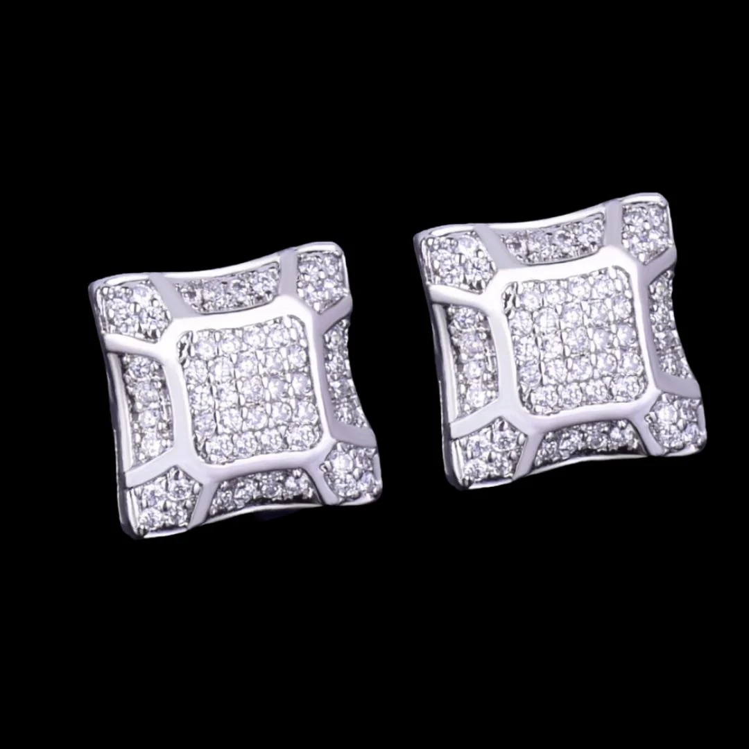 11MM Sunshine Screw Back Iced Out Diamond Stud Earrings - Image 3