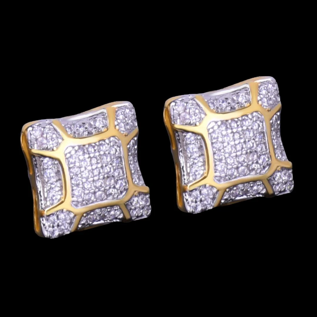 11MM Sunshine Screw Back Iced Out Diamond Stud Earrings - Image 4
