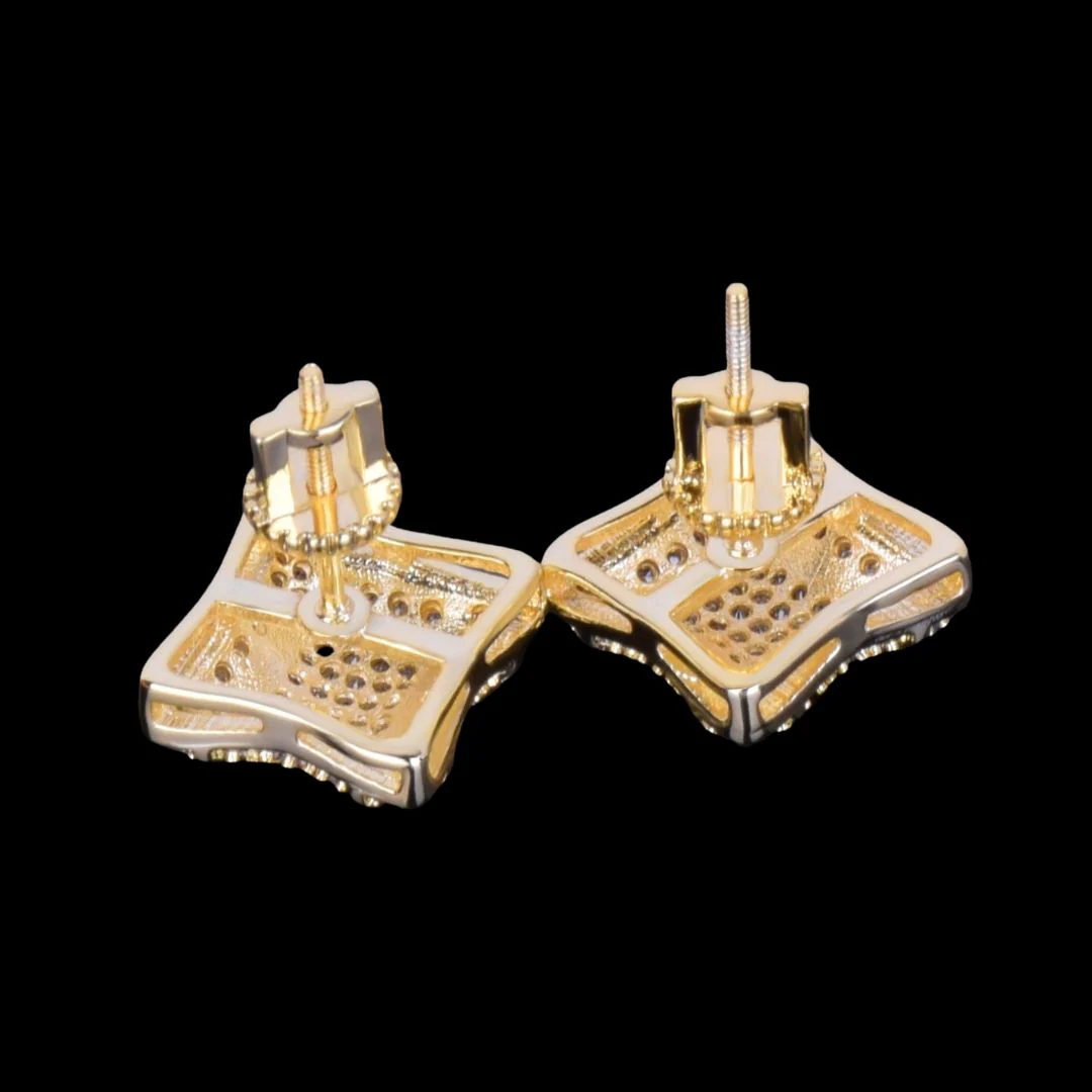 11MM Sunshine Screw Back Iced Out Diamond Stud Earrings - Image 5
