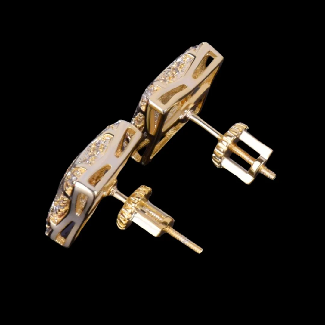 11MM Sunshine Screw Back Iced Out Diamond Stud Earrings - Image 6