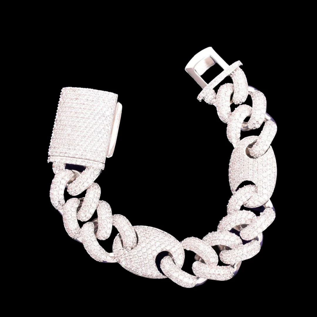12-18MM Solid Miami Cuban Iced Out Diamond Bracelet - Image 2