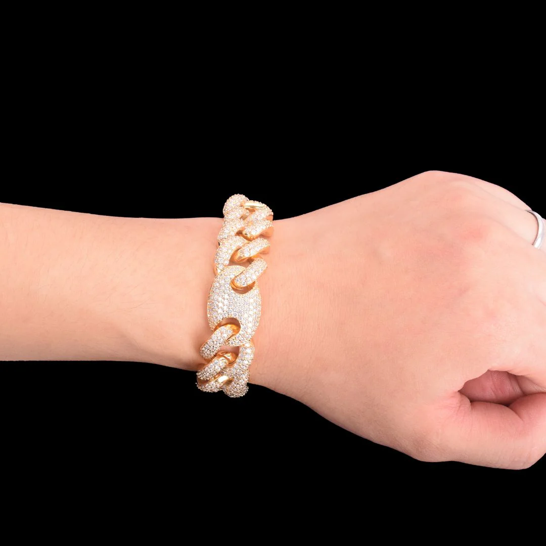 12-18MM Solid Miami Cuban Iced Out Diamond Bracelet - Image 3