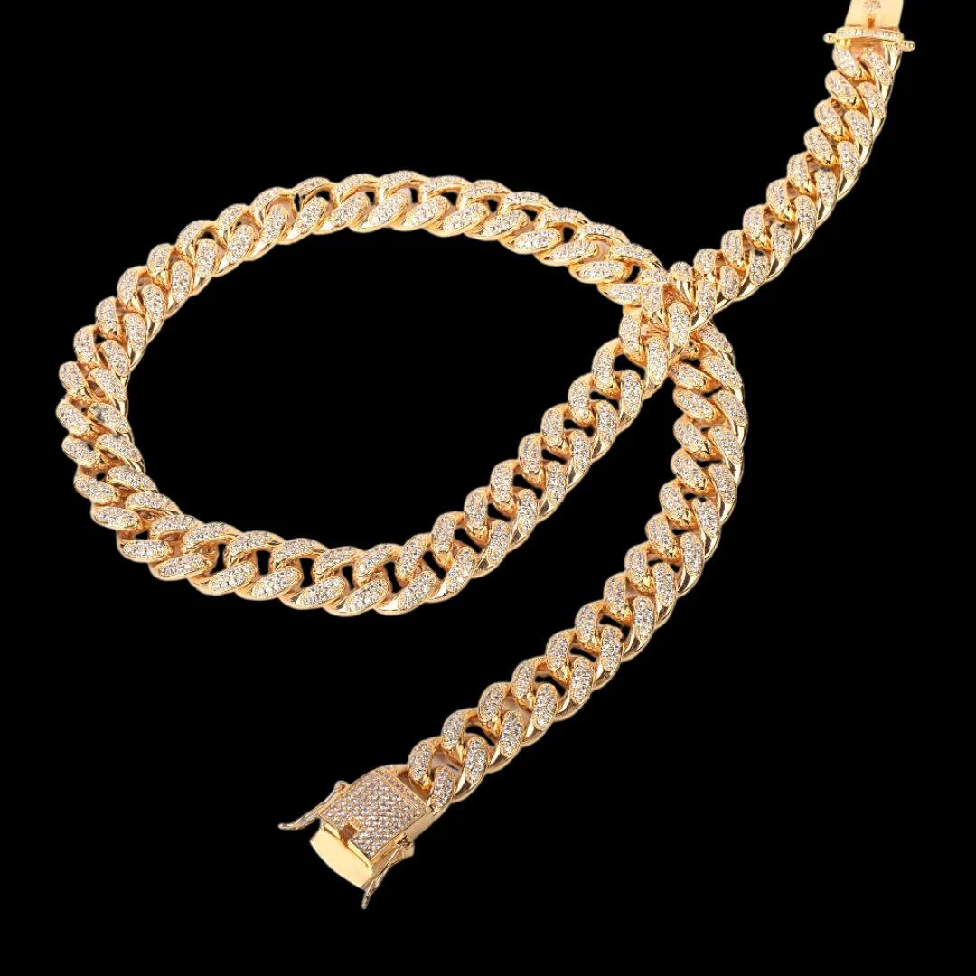 12MM Cuban Link Iced Out Diamond Necklace Chain - Image 11