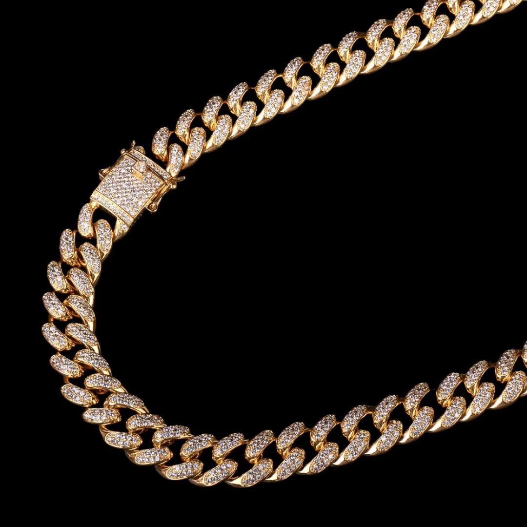 12MM Cuban Link Iced Out Diamond Necklace Chain - Image 12