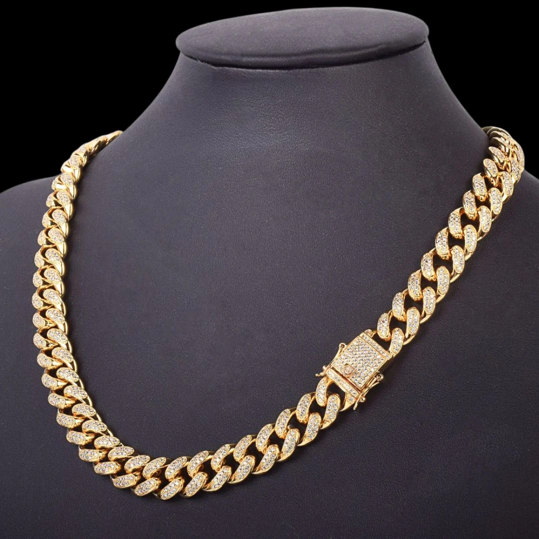 12MM Cuban Link Iced Out Diamond Necklace Chain - Image 3
