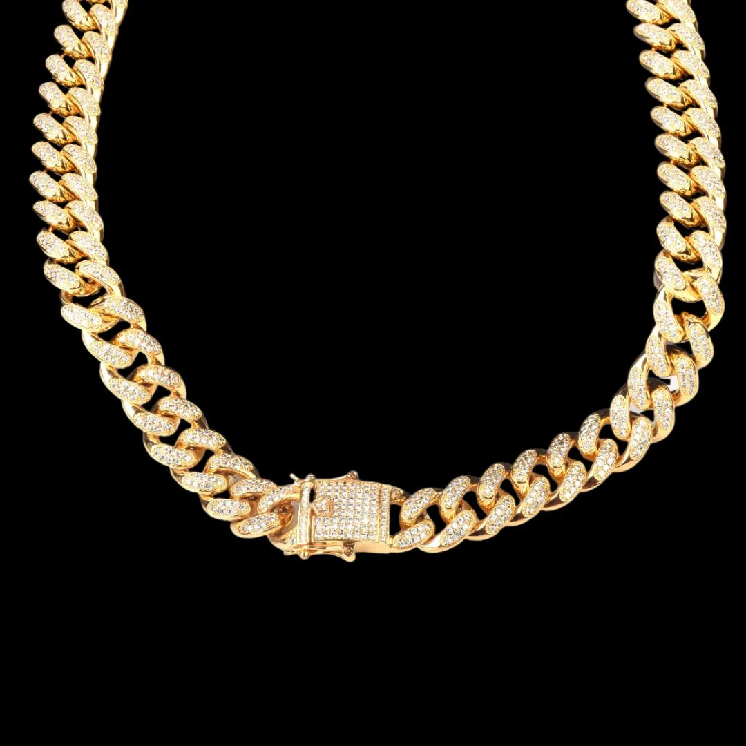 12MM Cuban Link Iced Out Diamond Necklace Chain - Image 5