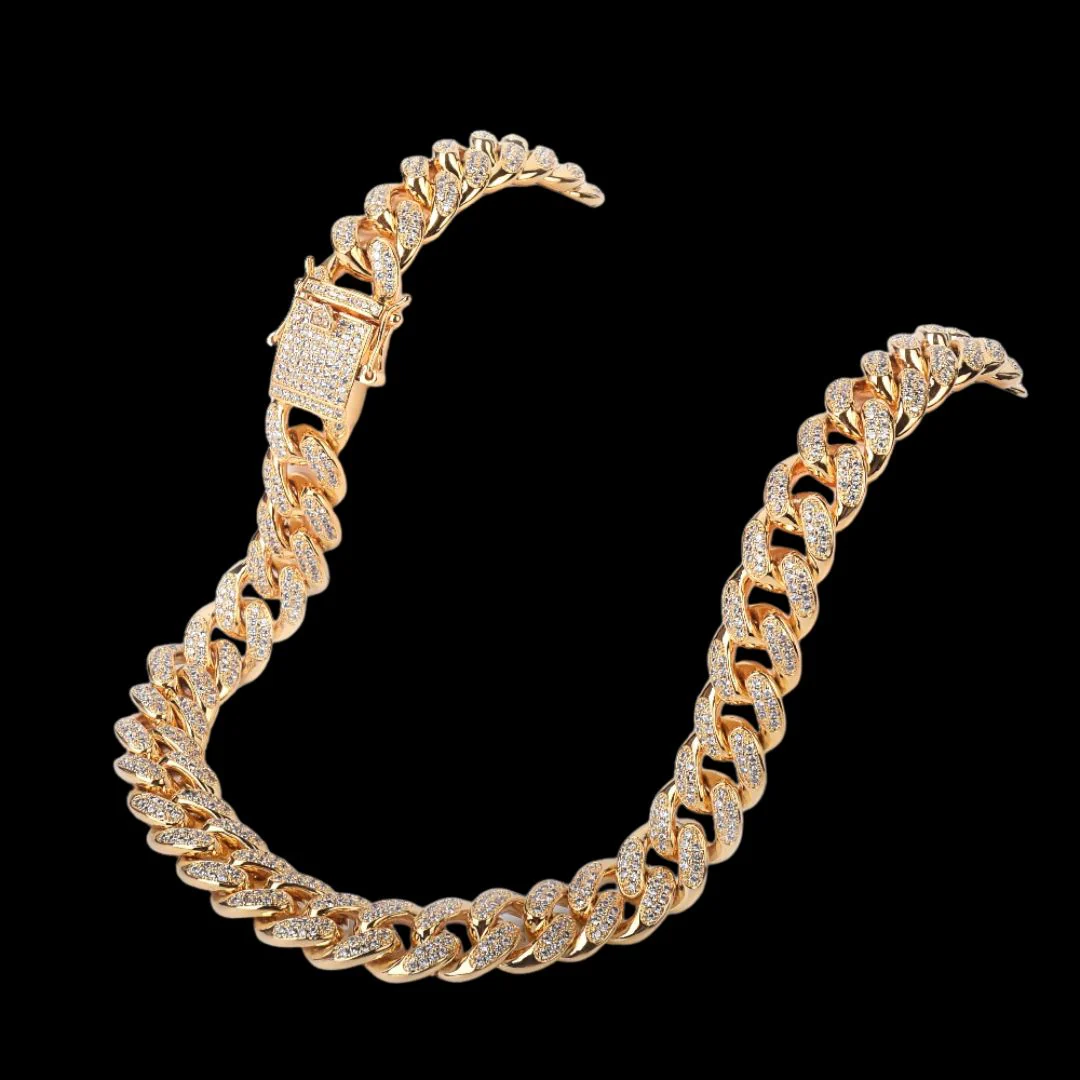 12MM Cuban Link Iced Out Diamond Necklace Chain - Image 8