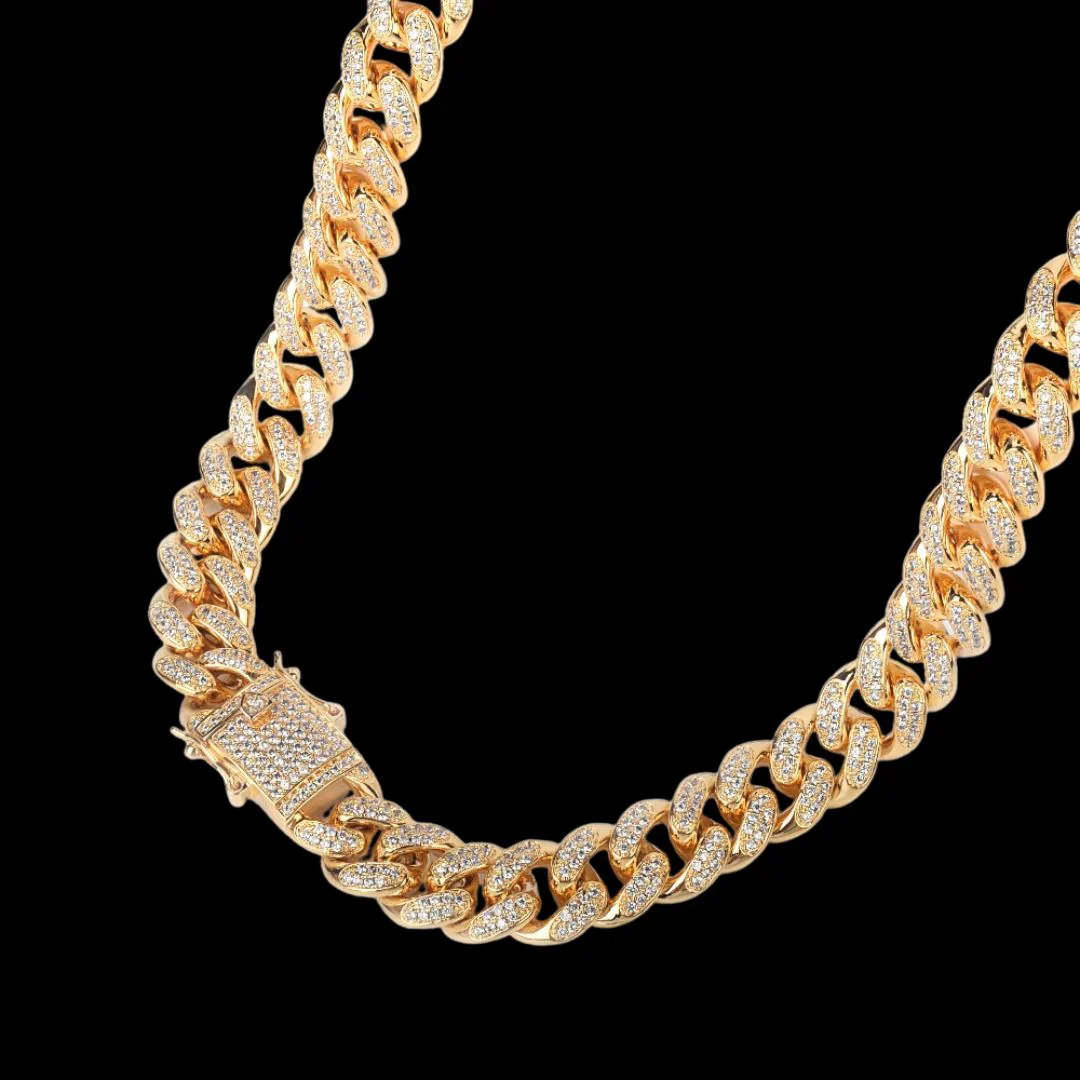 12MM Cuban Link Iced Out Diamond Necklace Chain - Image 9