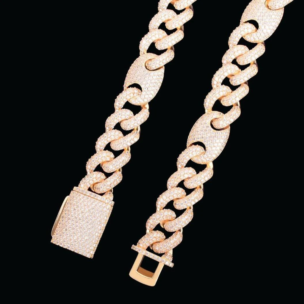 12-18MM Miami Cuban Bean Link Iced Out Diamond Necklace Chain - Image 5