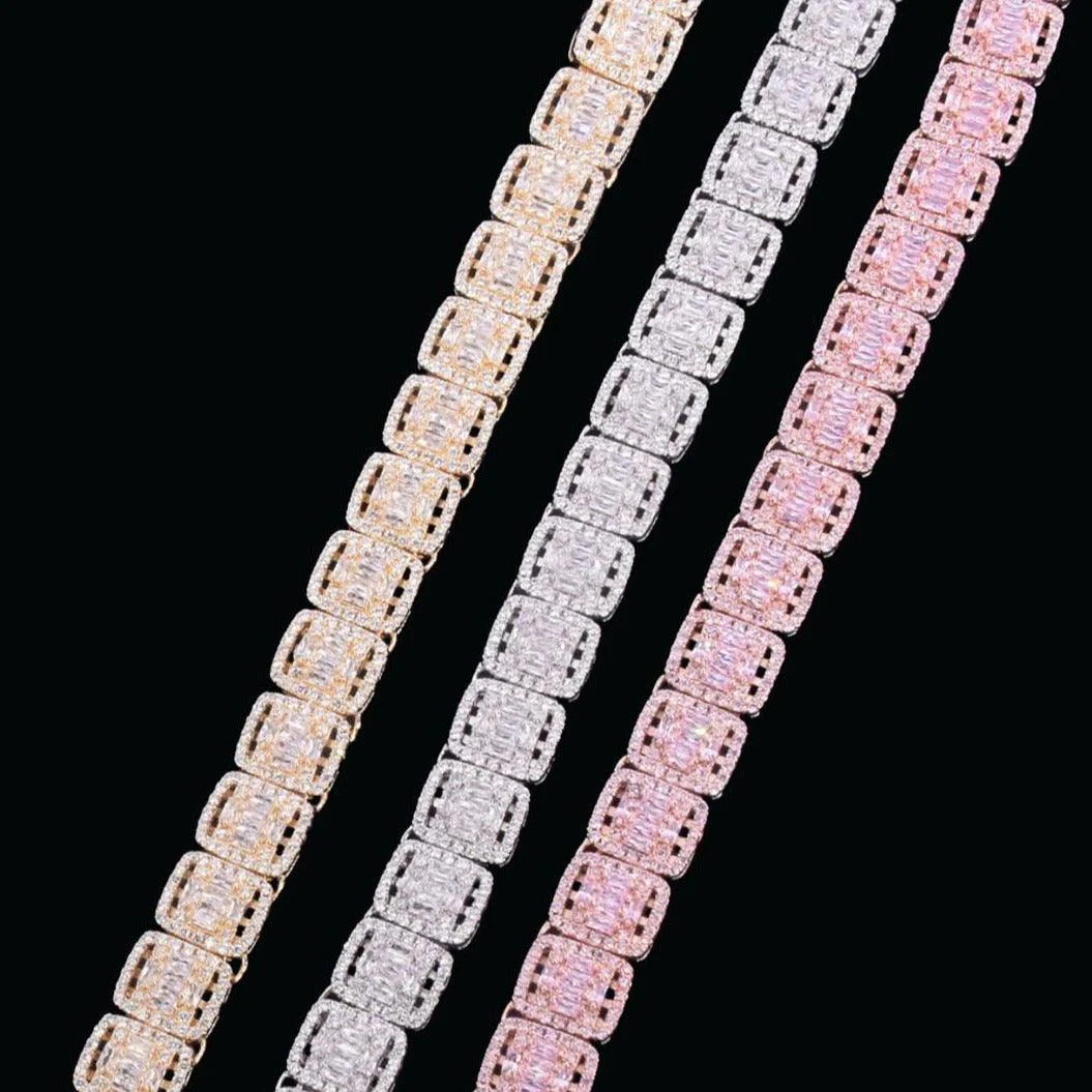 12MM Square Baguette Tennis Iced Out Diamond Necklace Chain - Image 5