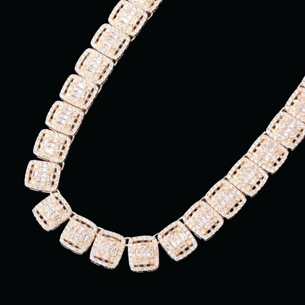 12MM Square Baguette Tennis Iced Out Diamond Necklace Chain - Image 6