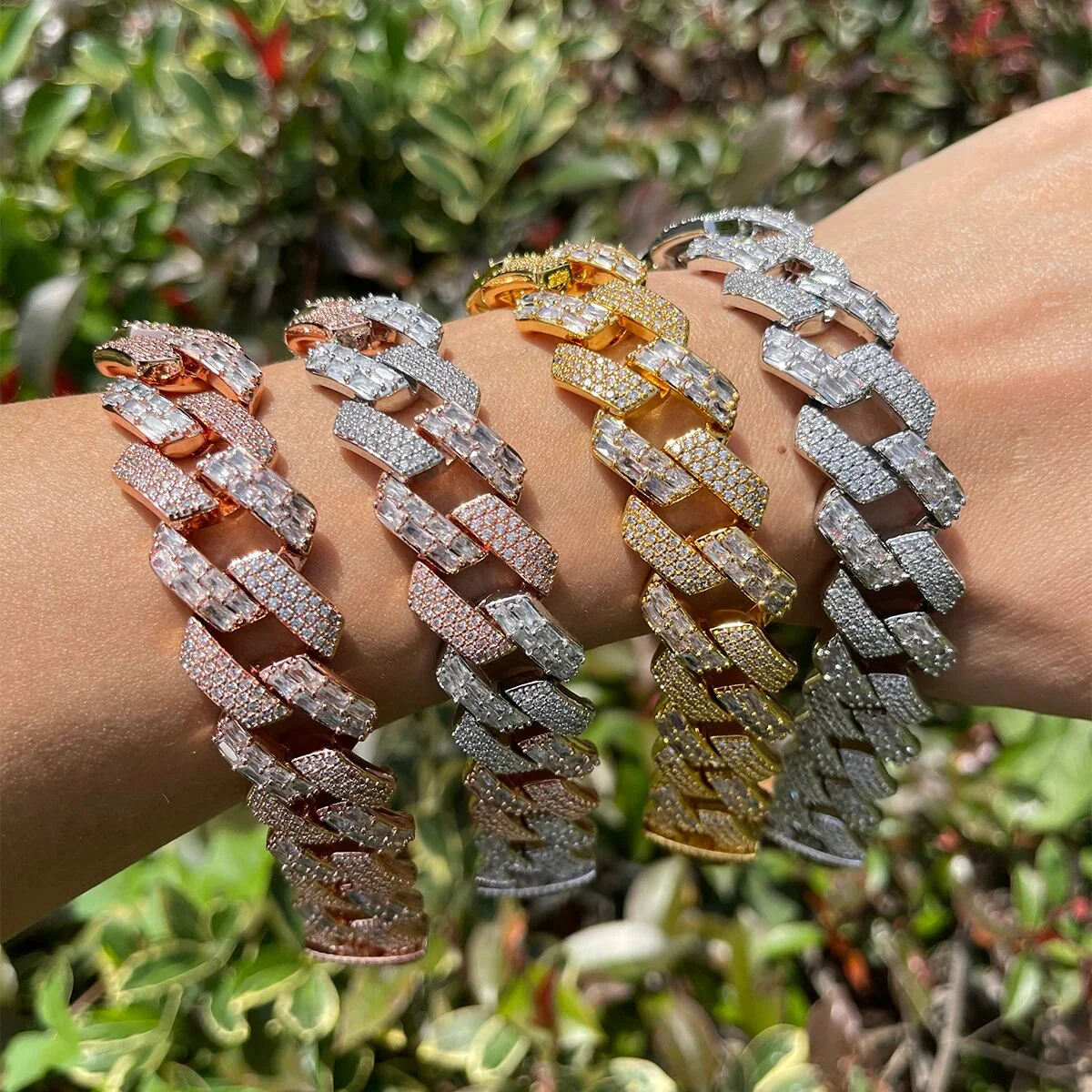 13MM Duo Stones Baguette Clasp Iced Out Diamond Bracelet - Image 2