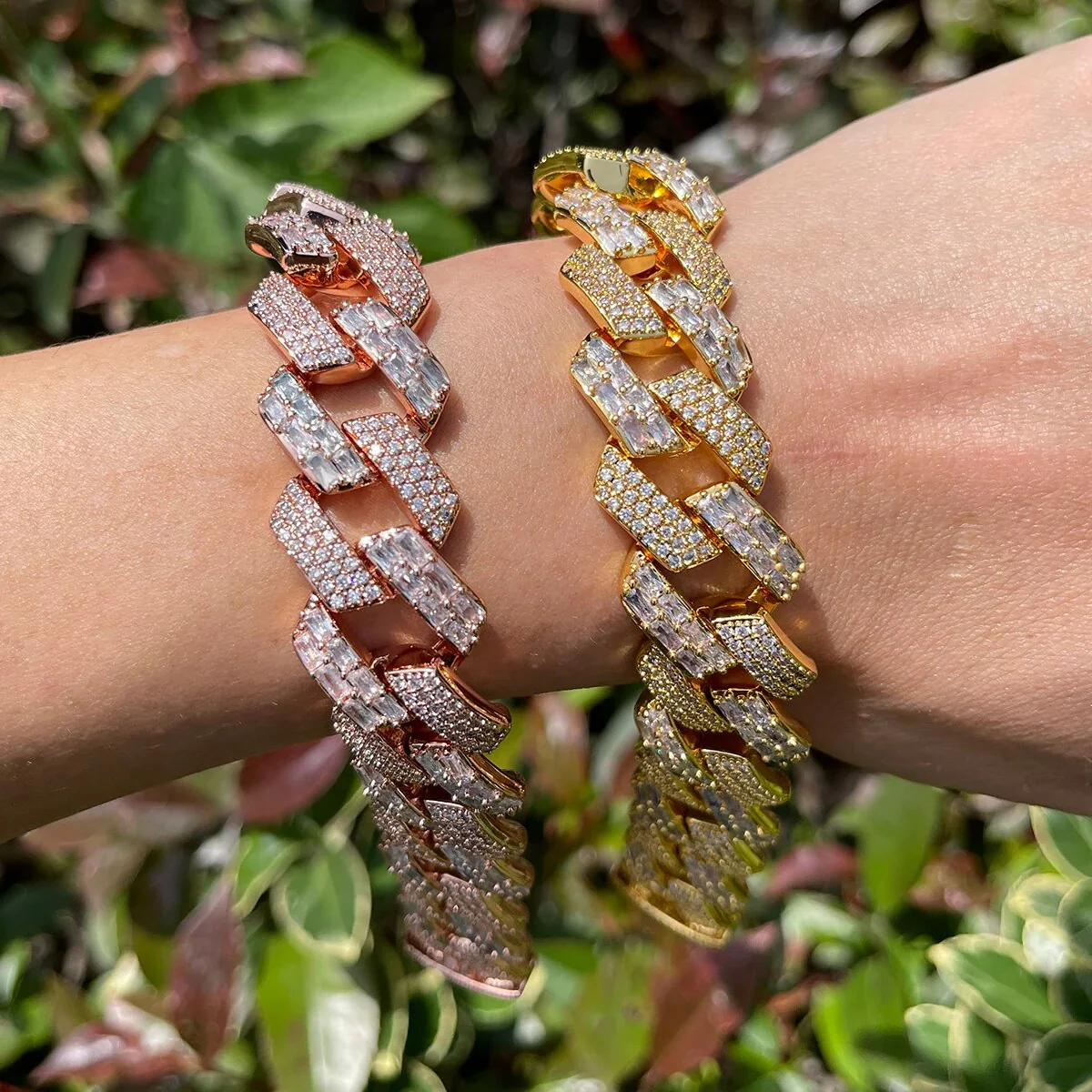 13MM Duo Stones Baguette Clasp Iced Out Diamond Bracelet - Image 3