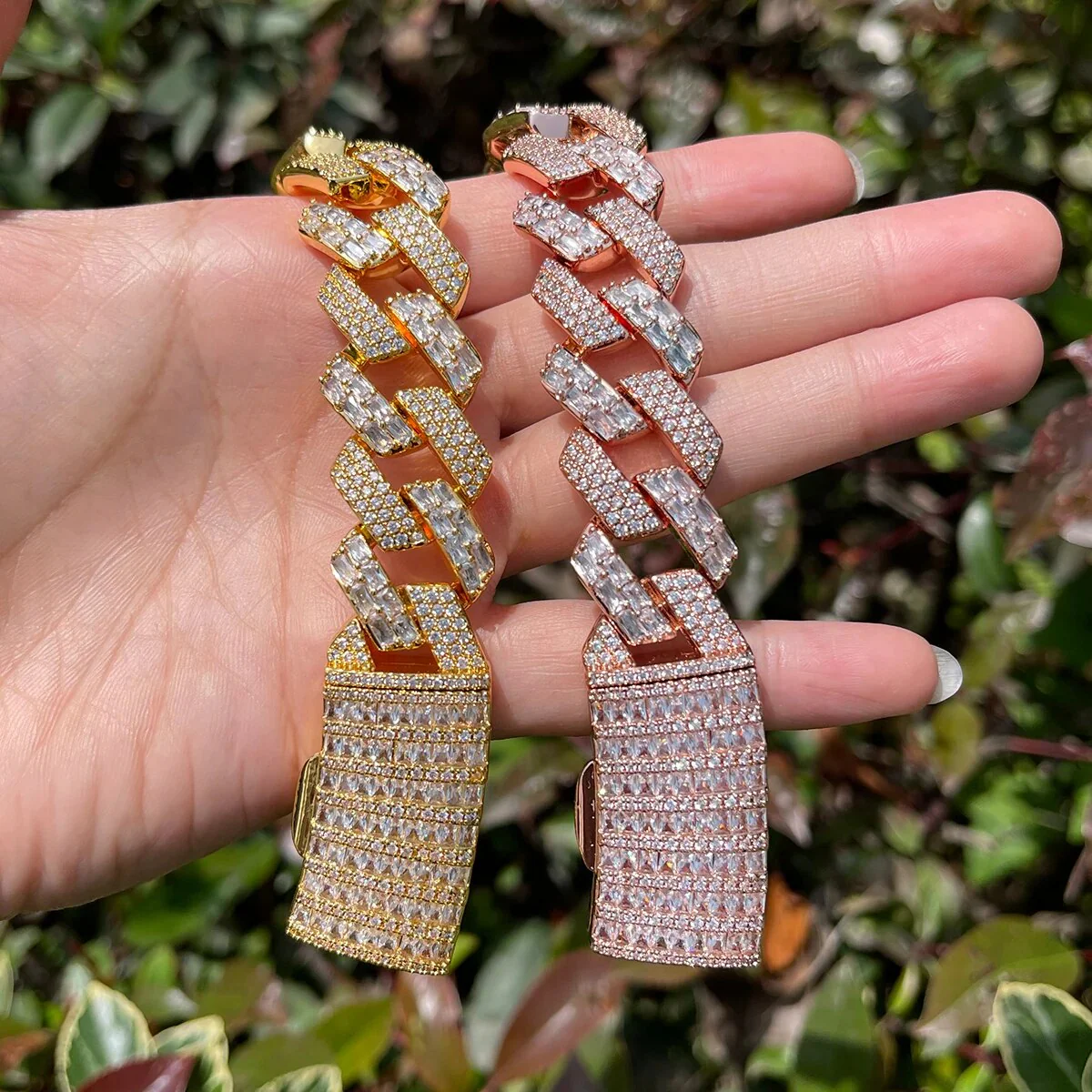 13MM Duo Stones Baguette Clasp Iced Out Diamond Bracelet - Image 4