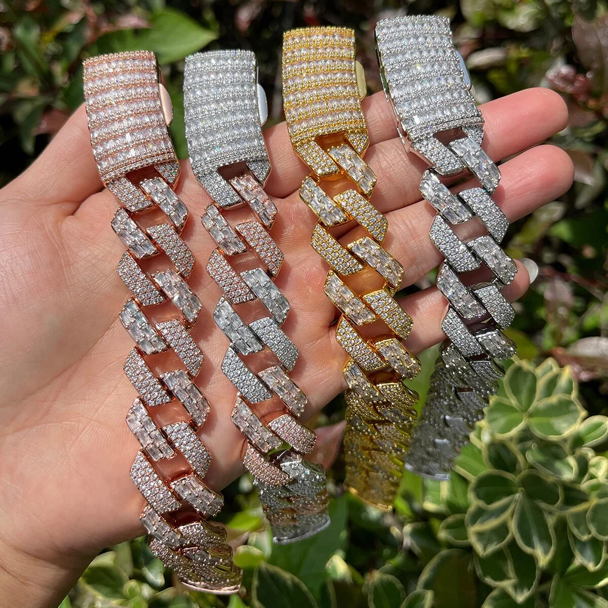13MM Duo Stones Baguette Clasp Iced Out Diamond Bracelet - Image 5