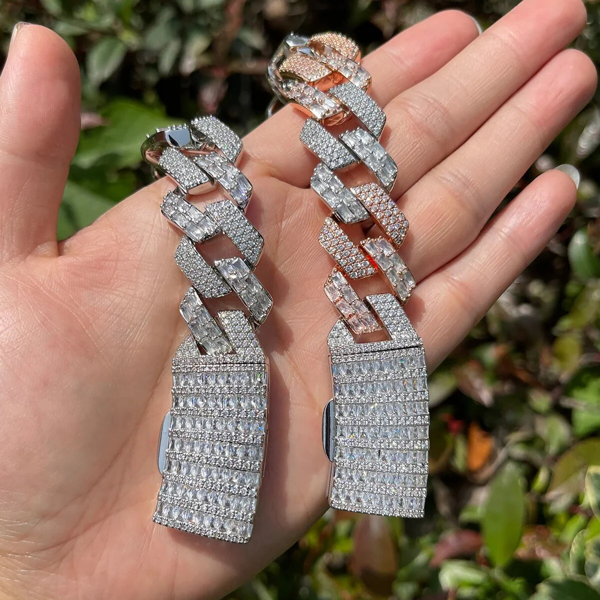 13MM Duo Stones Baguette Clasp Iced Out Diamond Bracelet - Image 7