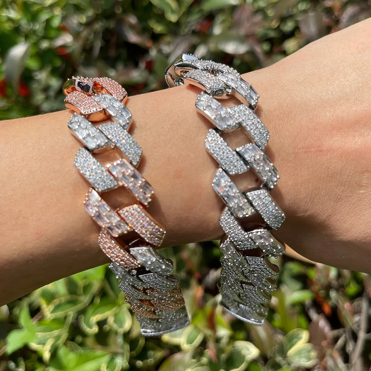 13MM Duo Stones Baguette Clasp Iced Out Diamond Bracelet - Image 8