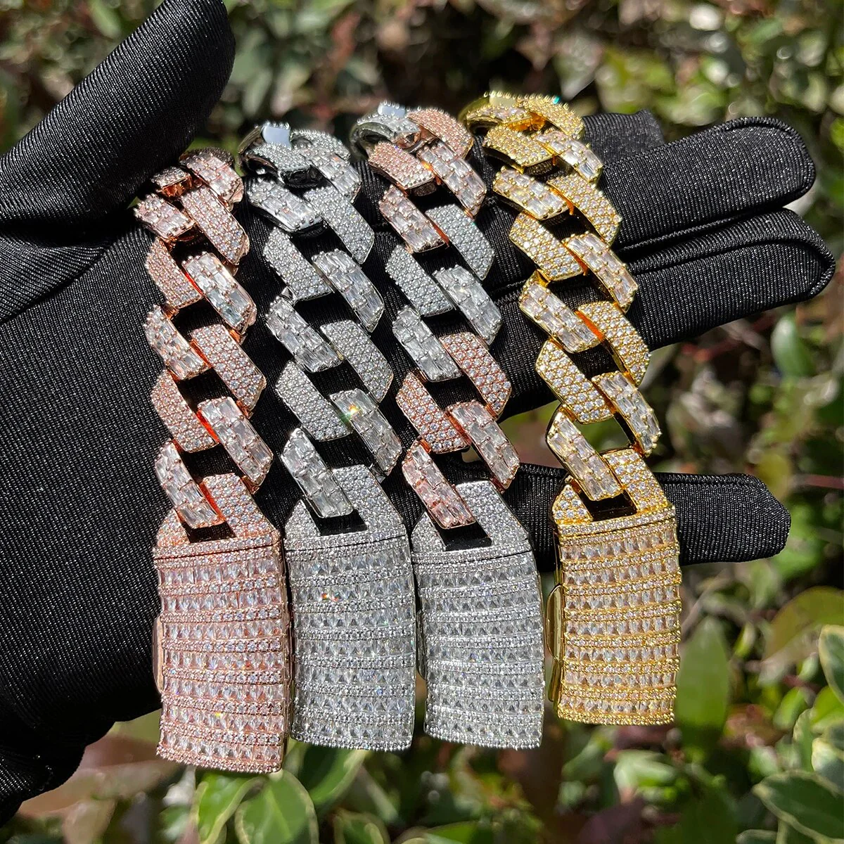 13MM Duo Stones Baguette Clasp Iced Out Diamond Bracelet - Image 9
