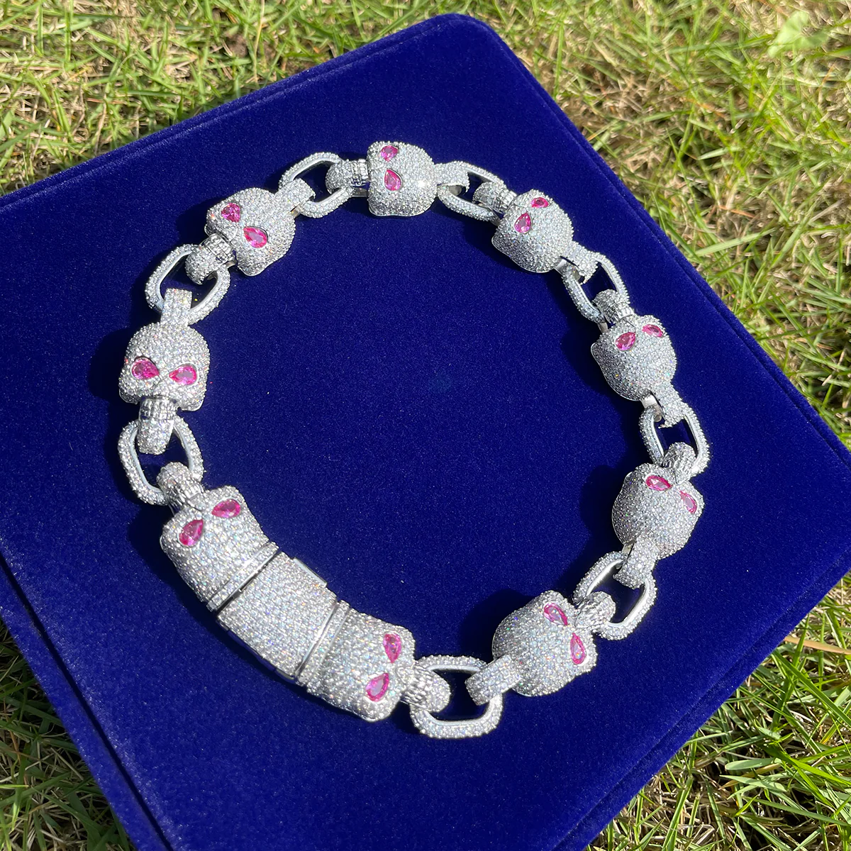 13MM Skull Link Iced Out Diamond Necklace Chain - Image 2