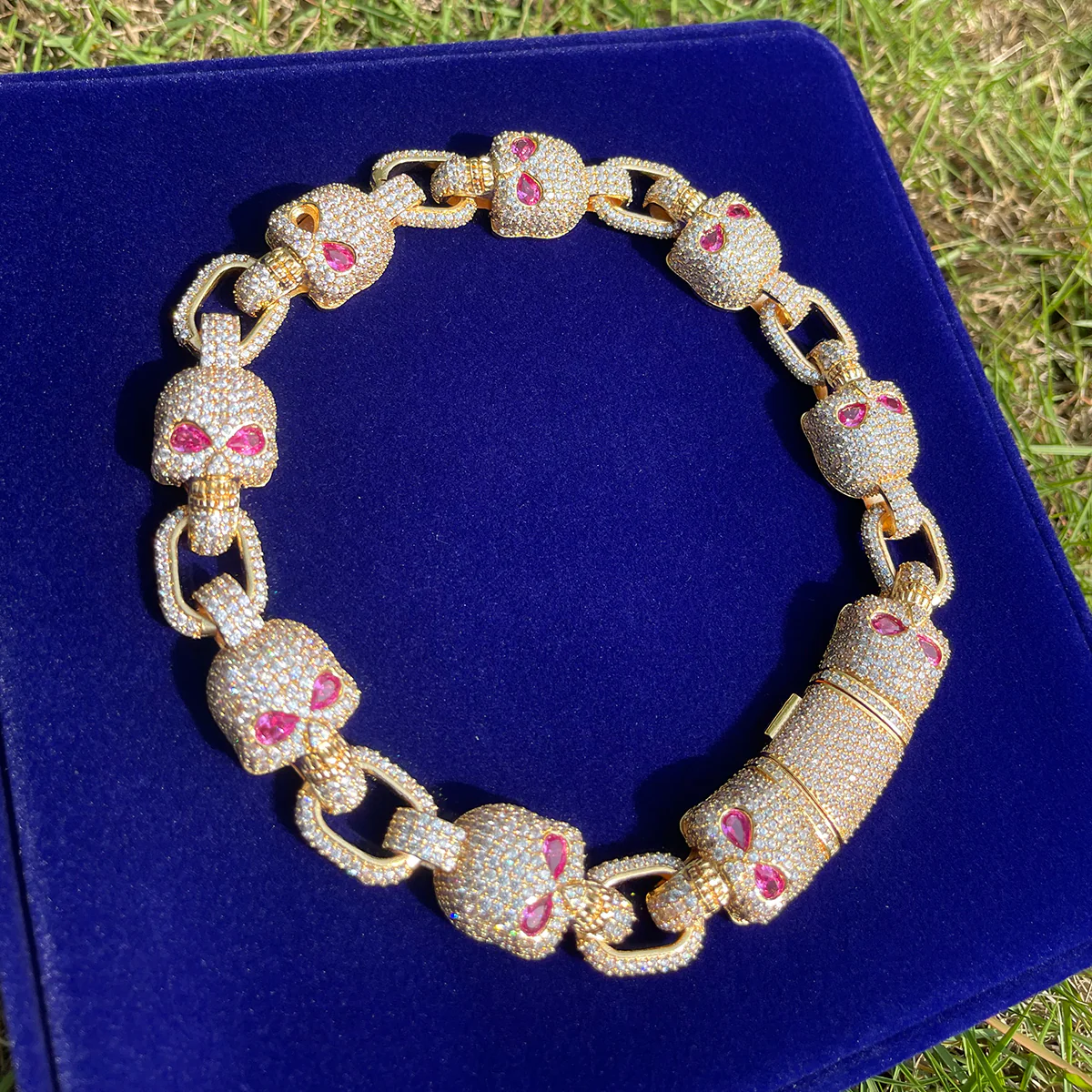 13MM Skull Link Iced Out Diamond Necklace Chain - Image 4