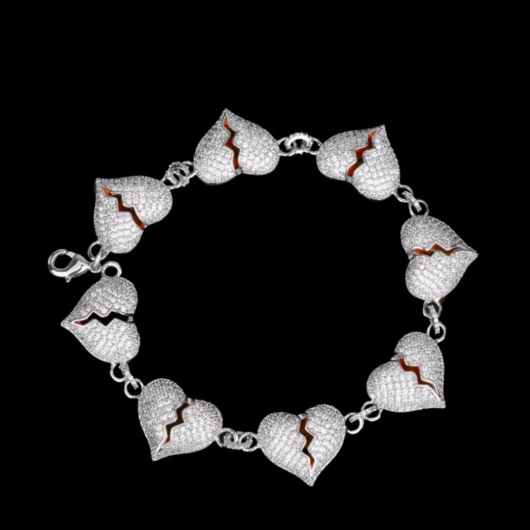 14MM Broken Heart Link Iced Out Diamond Bracelet - Image 2