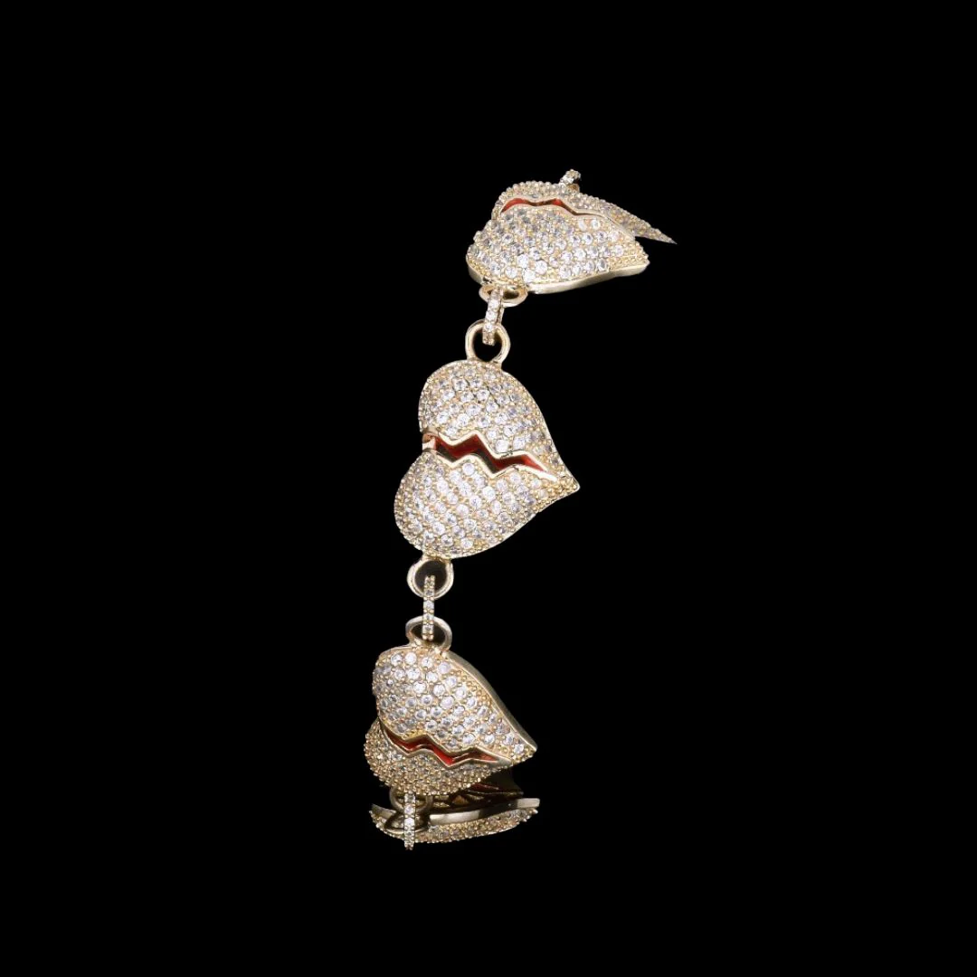 14MM Broken Heart Link Iced Out Diamond Bracelet - Image 3