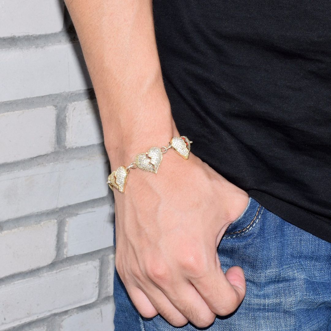 14MM Broken Heart Link Iced Out Diamond Bracelet - Image 4