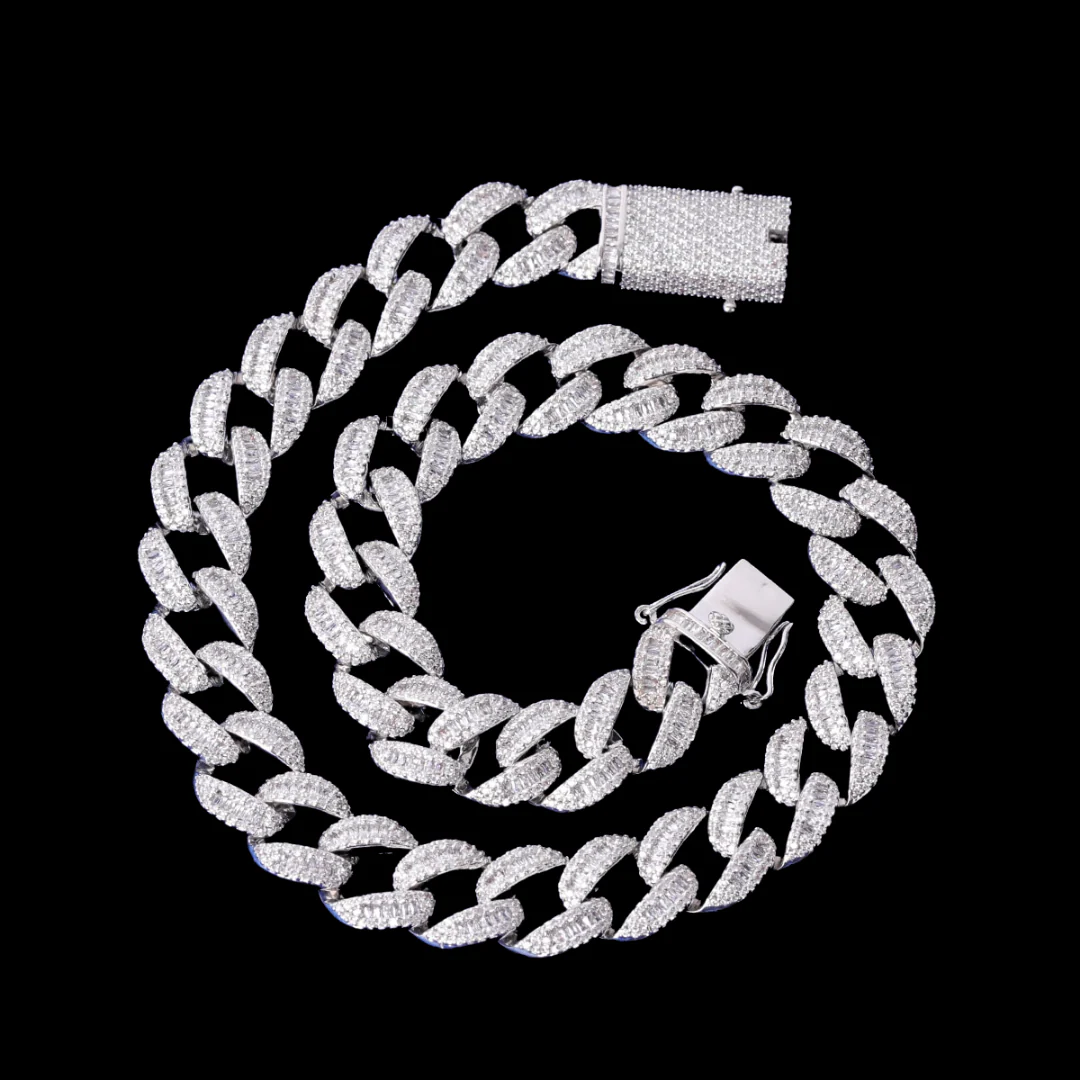 14MM Classy Prong Setting Iced Out Diamond Necklace Bracelet Set - Image 2