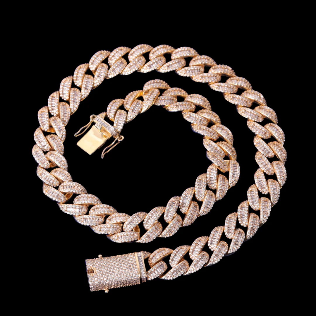 14MM Classy Prong Setting Iced Out Diamond Necklace Bracelet Set - Image 3