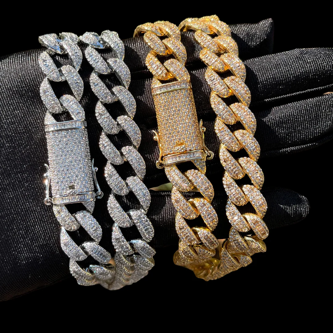 14MM Classy Prong Setting Iced Out Diamond Necklace Bracelet Set - Image 5