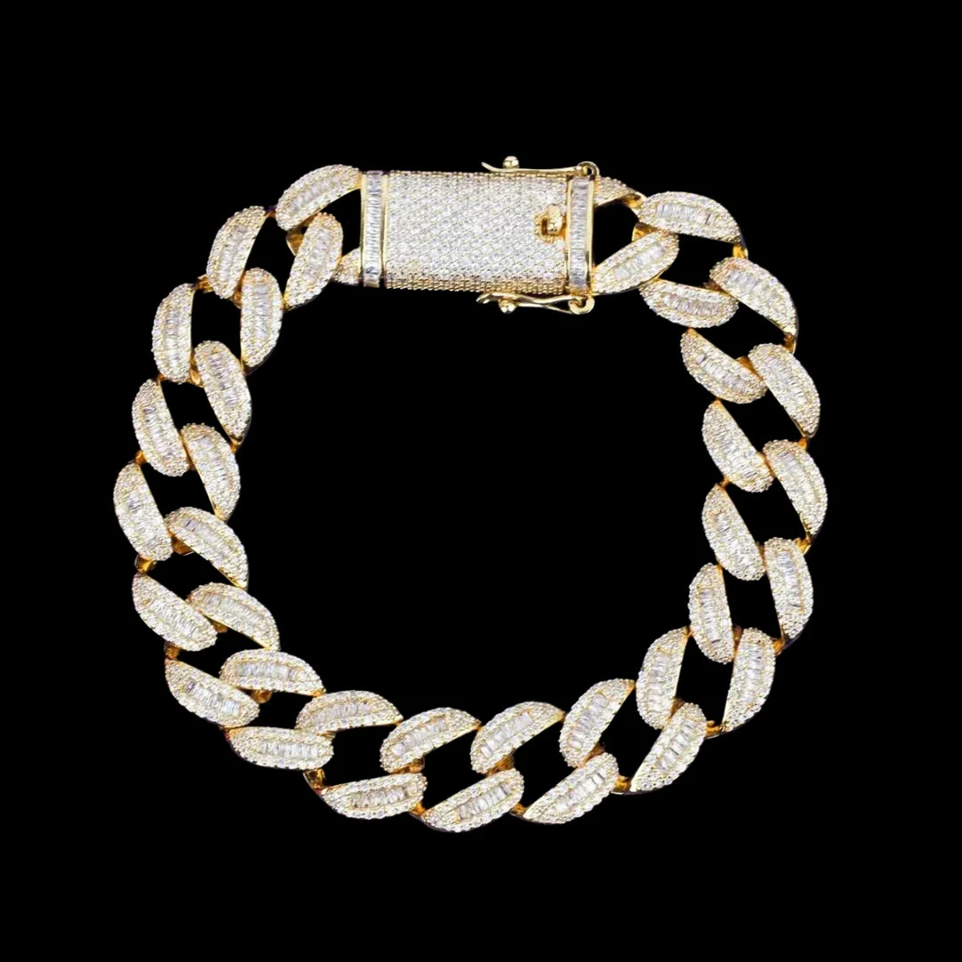 14MM Classy Prong Setting Iced Out Diamond Necklace Bracelet Set - Image 9