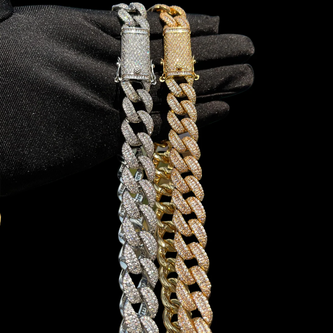 14MM Classy Prong Setting Iced Out Diamond Necklace Chain - Image 4