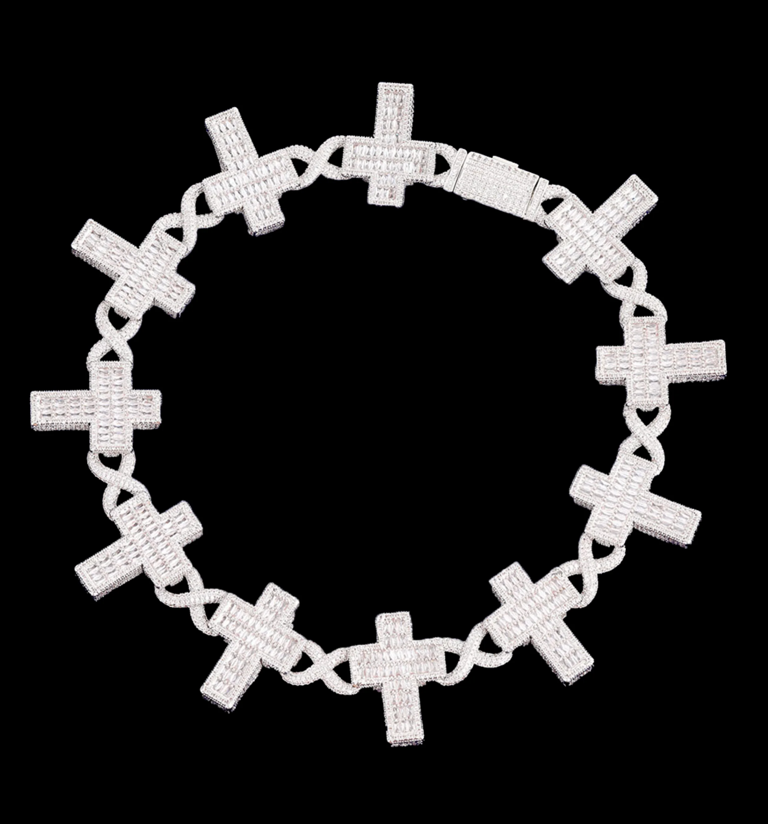 14mm Cross Infinity Link Iced Out Diamond Necklace Chain