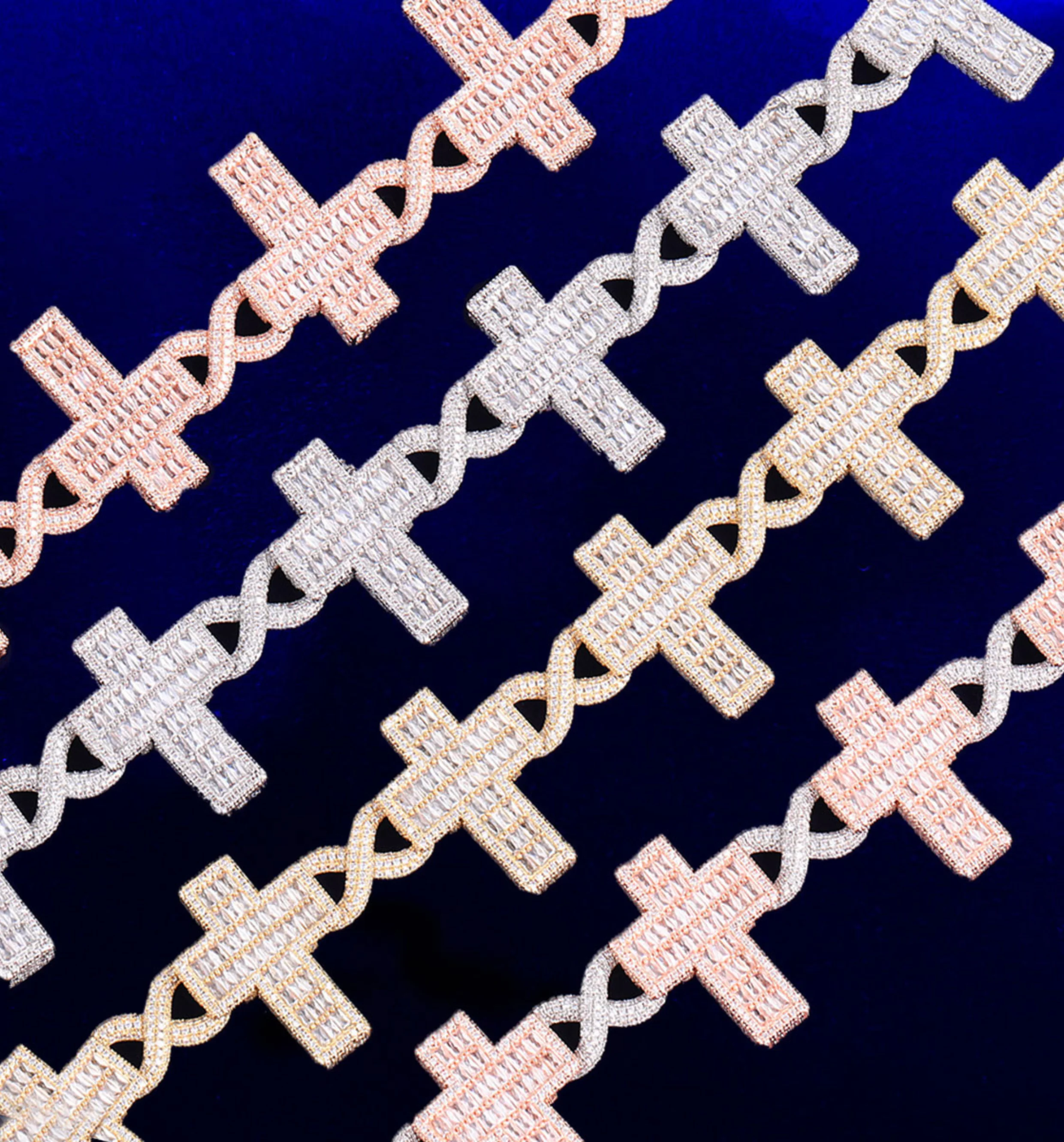 14mm Cross Infinity Link Iced Out Diamond Necklace Chain - Image 10