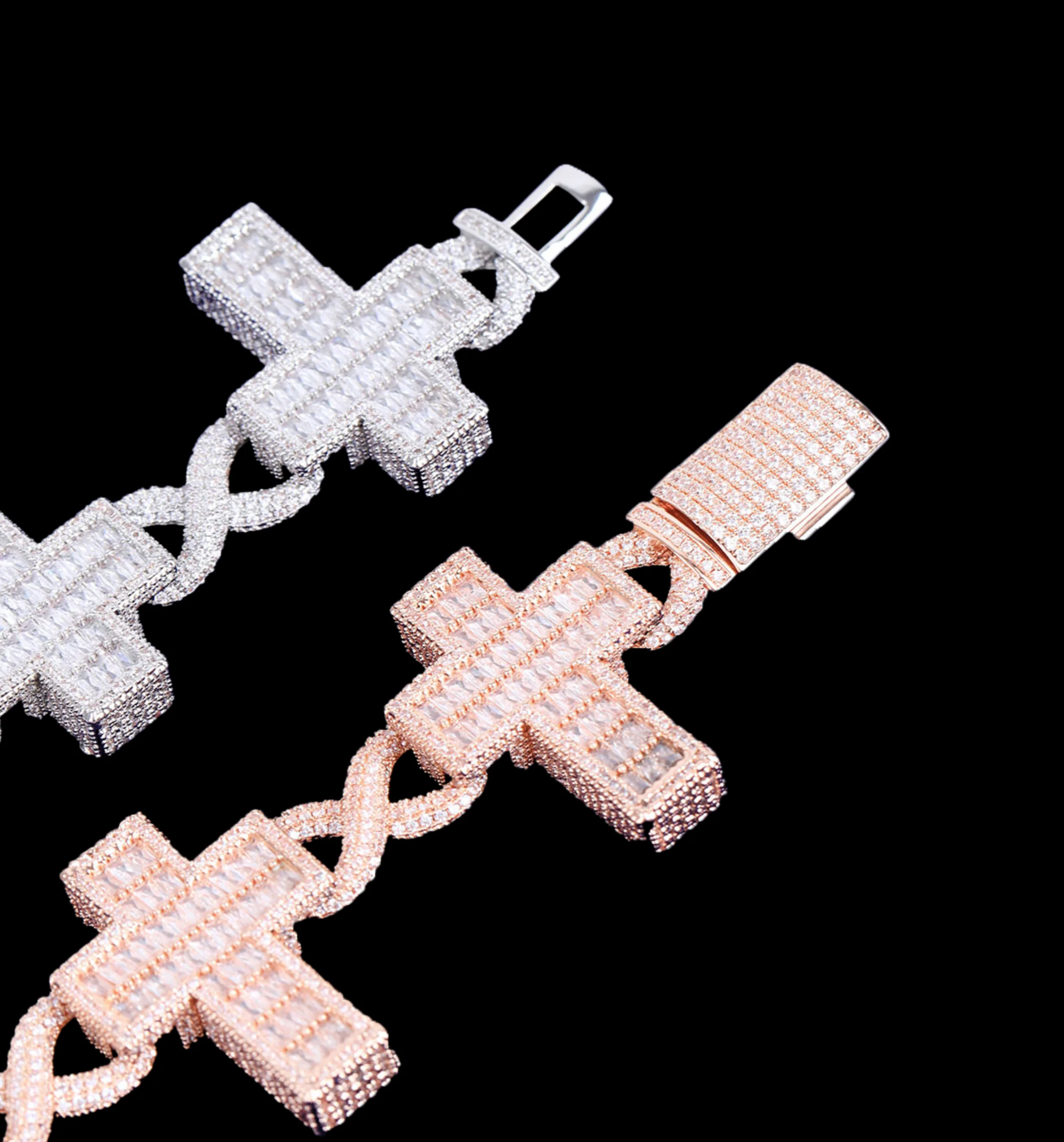14mm Cross Infinity Link Iced Out Diamond Necklace Chain - Image 11