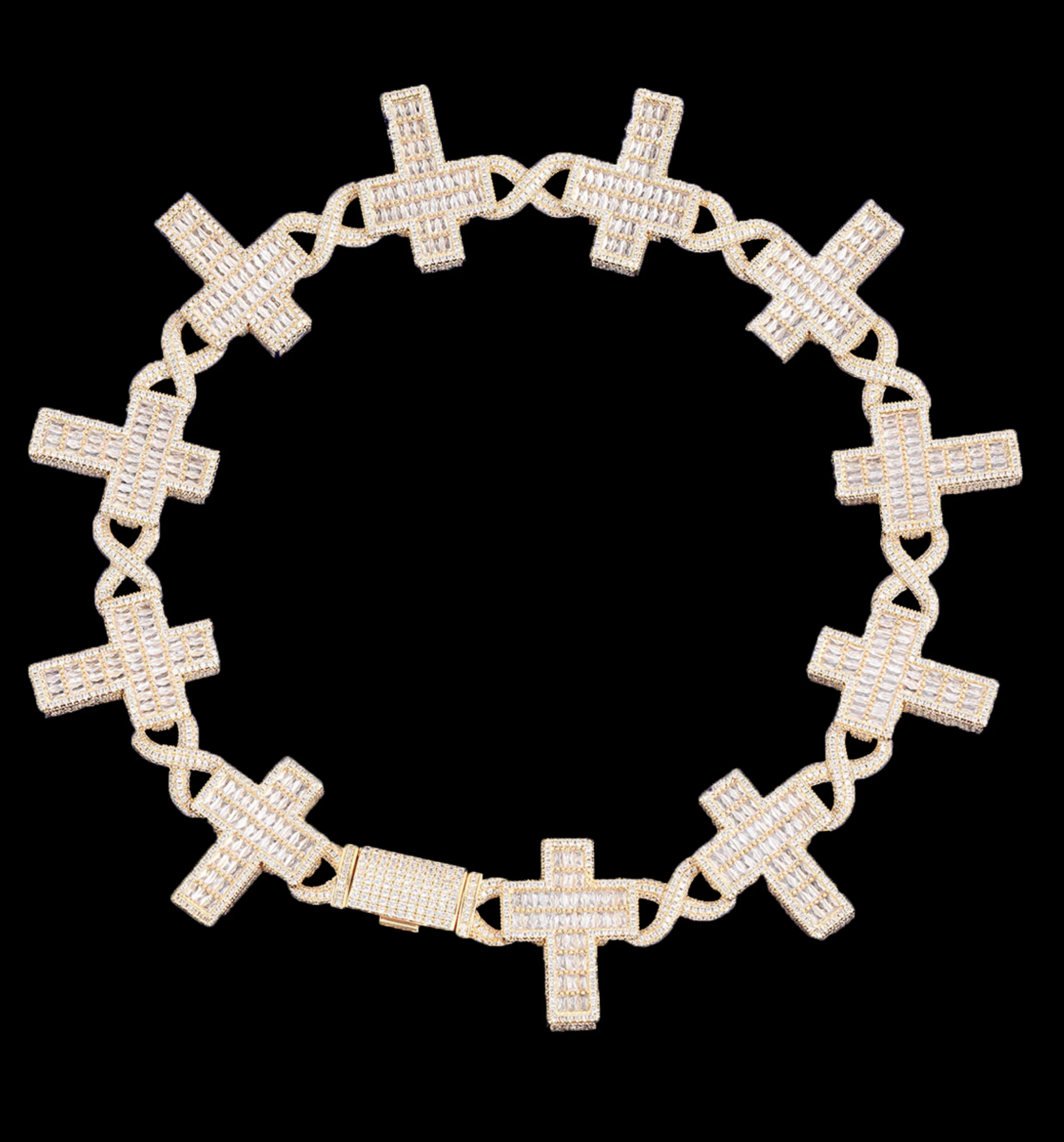 14mm Cross Infinity Link Iced Out Diamond Necklace Chain - Image 2