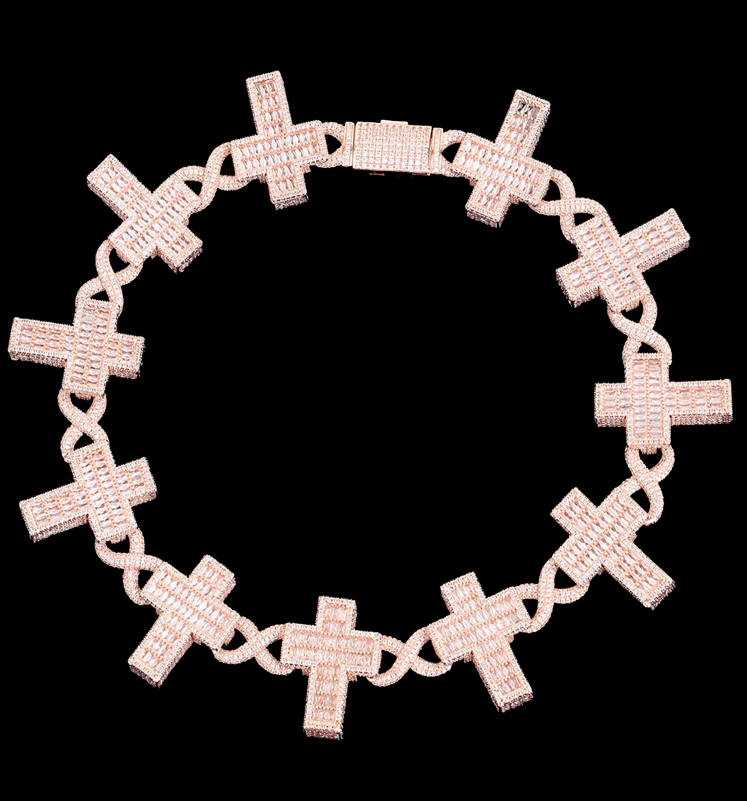 14mm Cross Infinity Link Iced Out Diamond Necklace Chain - Image 3